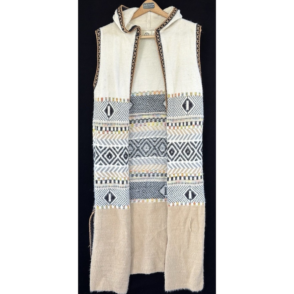 Telluride Long BOHO Sweater Vest Hooded Aztec Soft L/XL